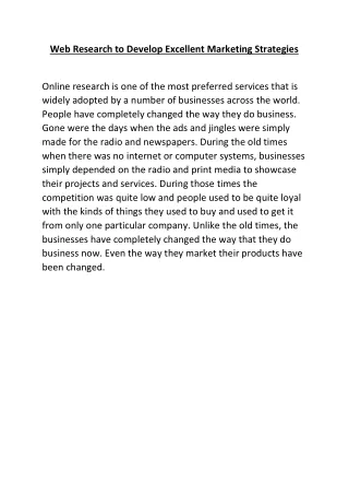 web research to develop excellent marketing