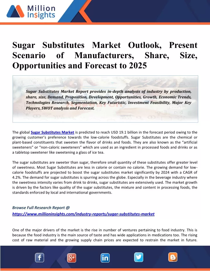 sugar substitutes market outlook present scenario