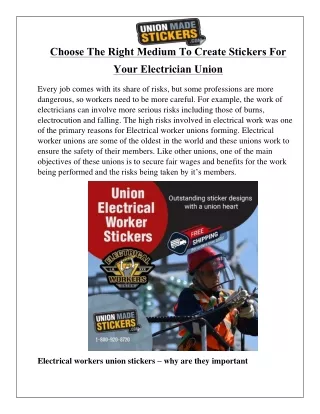 Choose The Right Medium To Create Stickers For Your Electrician Union