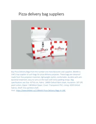 Pizza Delivery Bags Suppliers in UAE