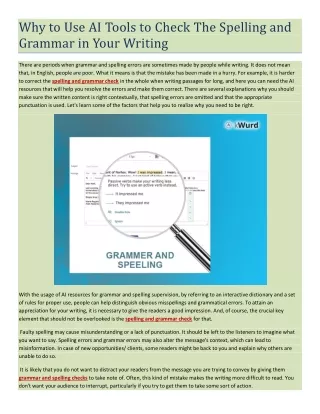 Why to Use AI Tools to Check The Spelling and Grammar in Your Writing