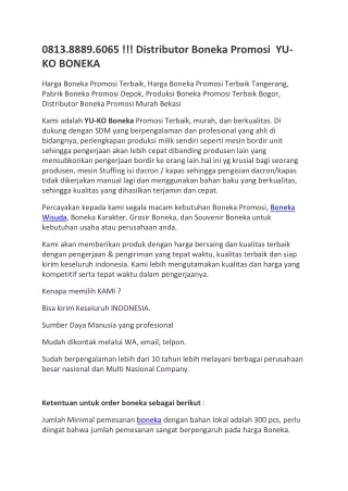 0813 8889 6065 distributor boneka promosi
