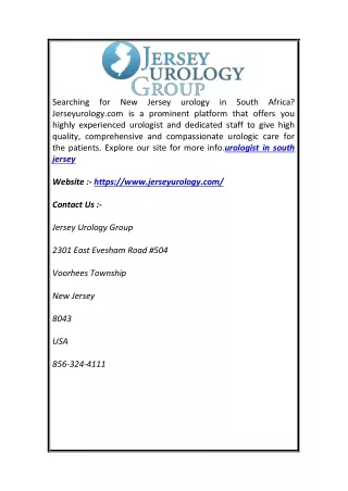 Urologist in South Jersey | Jerseyurology.com
