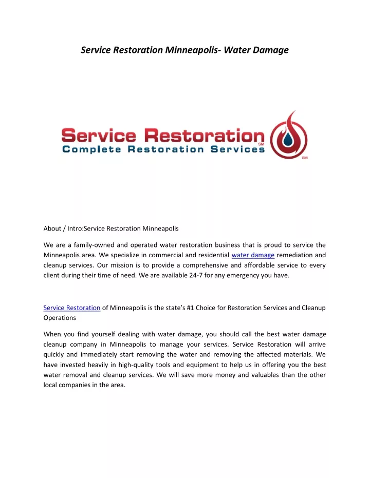 service restoration minneapolis water damage