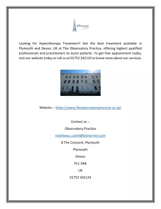 looking for hypnotherapy treatment get the best