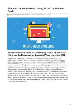 Effective Online Video Marketing 2021- The Ultimate Guide