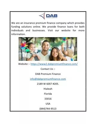 Insurance Premium Funding | www2.dabpremiumfinance.com