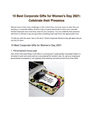Women's Day Gifts Ideas for Corporate Employees to Celebrate their Hard Work
