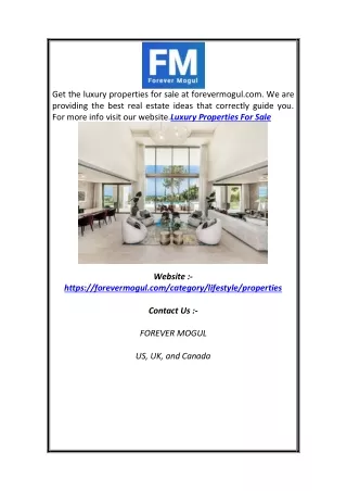 Luxury Properties For Sale | Forevermogul.com