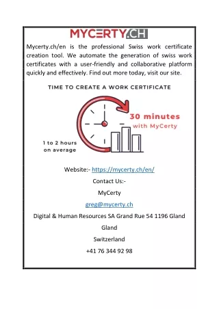 Professional Swiss Work Certificate Generation Tool | Mycerty.ch/en