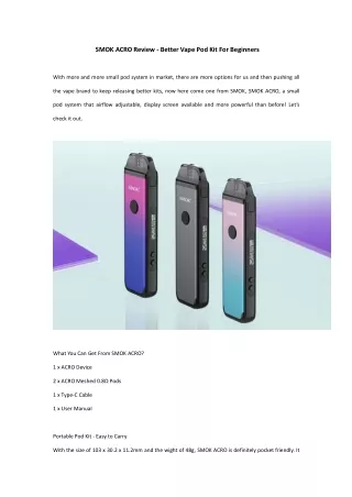 smok acro review better vape pod kit for beginners