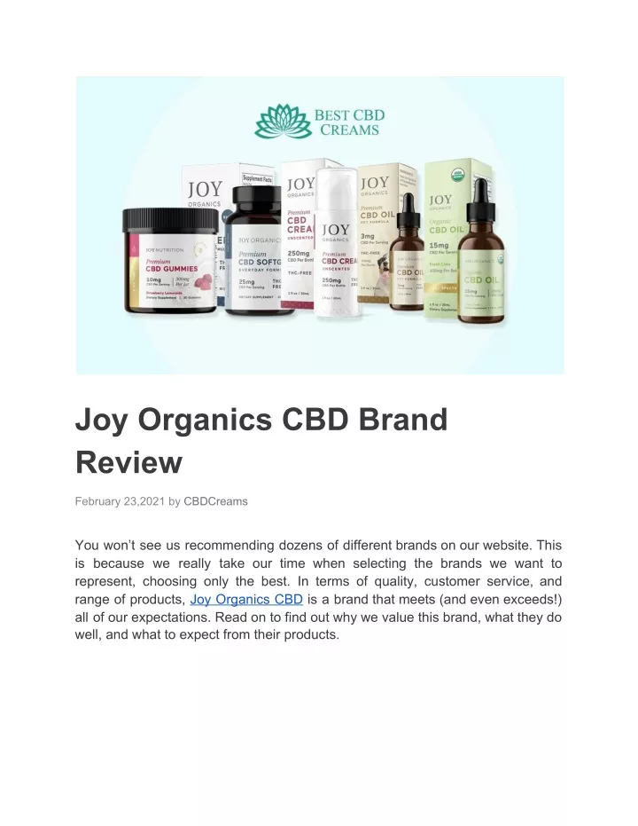 joy organics cbd brand review