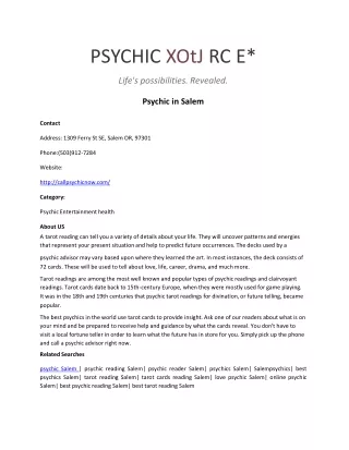 Psychic in Salem