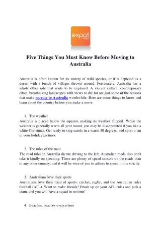 five things you must know before moving