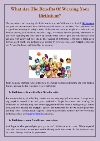 what are the benefits of wearing your birthstone