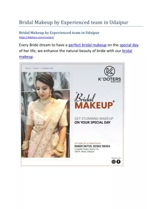 bridal makeup by experienced team in udaipur