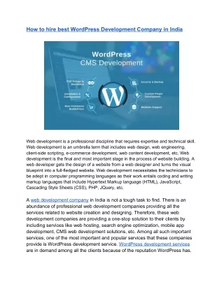 How to hire best WordPress Development Company in India