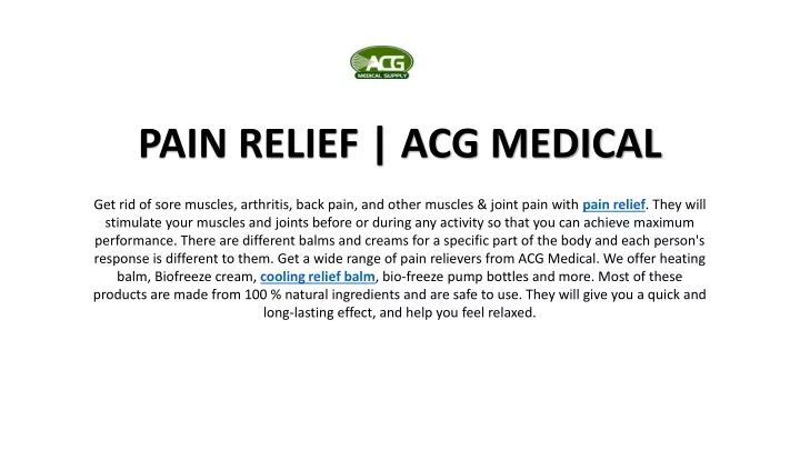 pain relief acg medical
