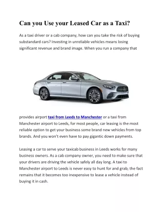 can you use your leased car as a taxi