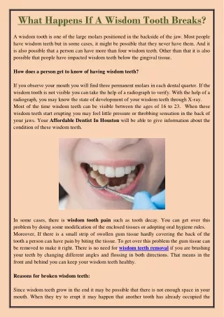 what happens if a wisdom tooth breaks