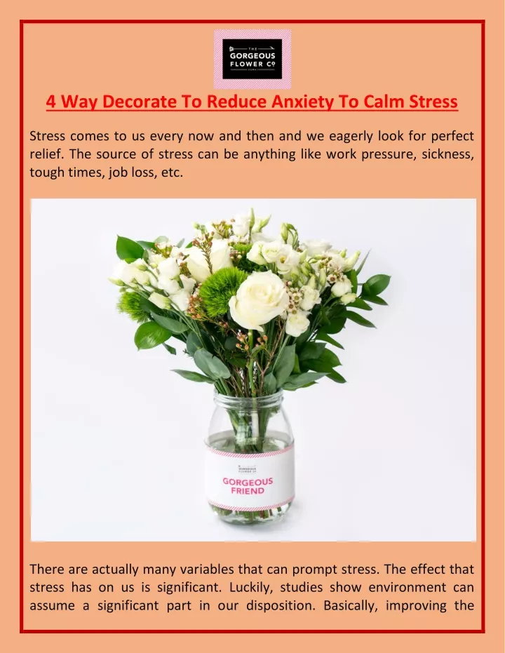 4 way decorate to reduce anxiety to calm stress