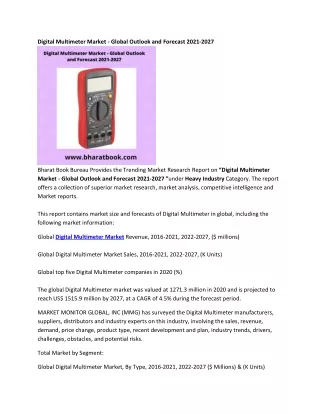 digital multimeter market global outlook