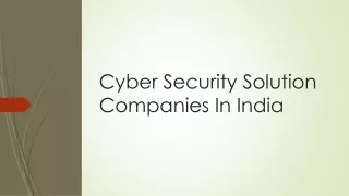 cyber security solution companies in india
