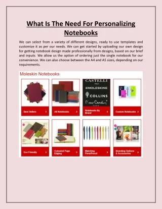 what is the need for personalizing notebooks