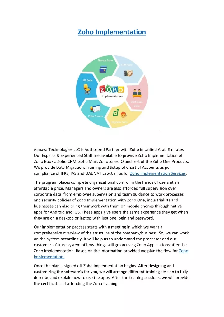 zoho implementation