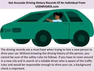 Get Accurate Driving History Records Of An Individual From USDMVDATA.com