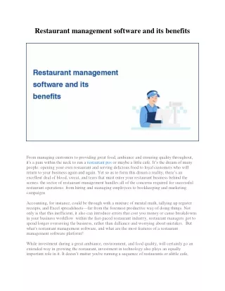 restaurant management software and its benefits