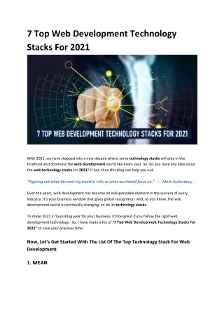 7 top web development technology stacks for 2021