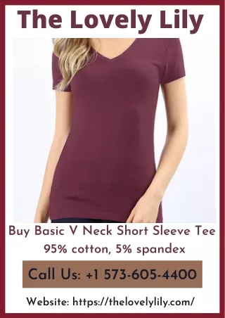 Buy Basic V Neck Short Sleeve Tee | Women’s Clothing Store | The Lovely Lily