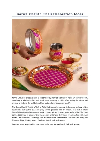 karwa chauth thali decoration ideas