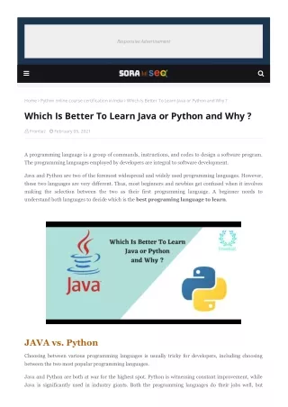 Which Is Better To Learn Java or Python and Why ?