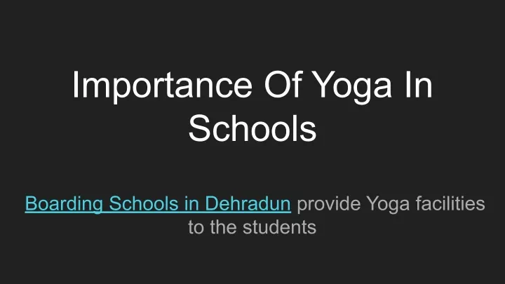 importance of yoga in schools