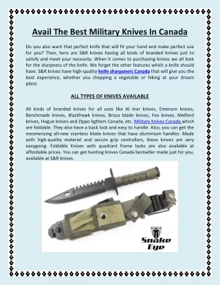 Avail The Best Military Knives In Canada