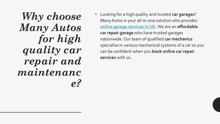 why choose many autos for high quality car repair and maintenance