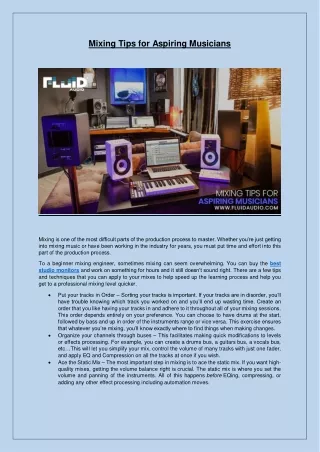 mixing tips for aspiring musicians