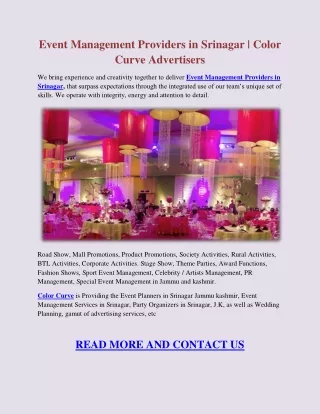 Event Management Providers in Srinagar | Color Curve Advertisers