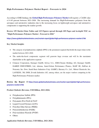 high performance polymers market report forecasts