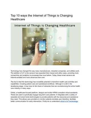 Top 10 Ways the Internet of Things is Changing Healthcare