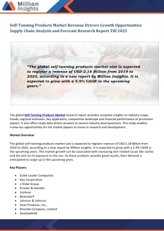 self tanning products market revenue drivers
