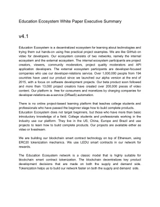 LEDU Education Ecosystem Executive Summary