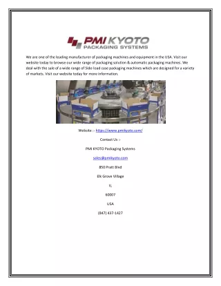 PMI KYOTO | Buy Packaging Machines and Equipment