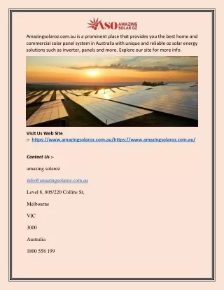 Oz Solar Energy Solutions | Amazingsolaroz.com.au
