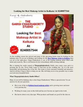 Looking for Best Makeup Artist in Kolkata| At 8240057544