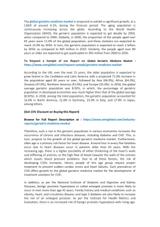 the global geriatric medicine market is projected