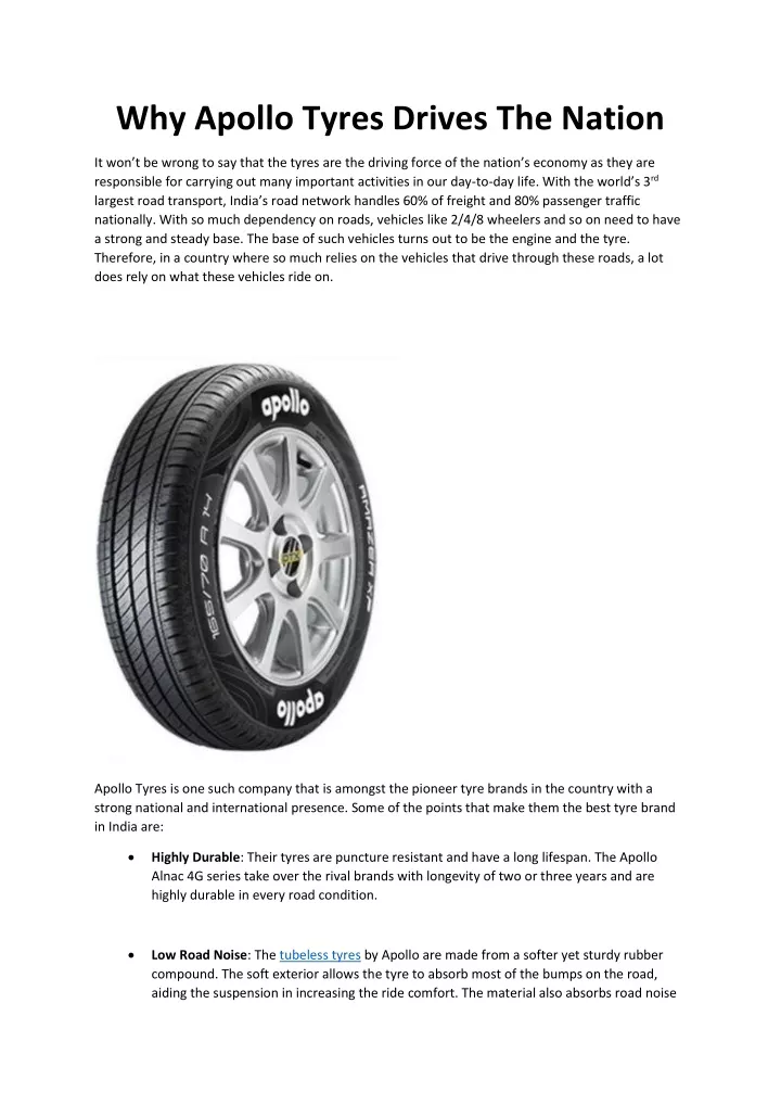 why apollo tyres drives the nation