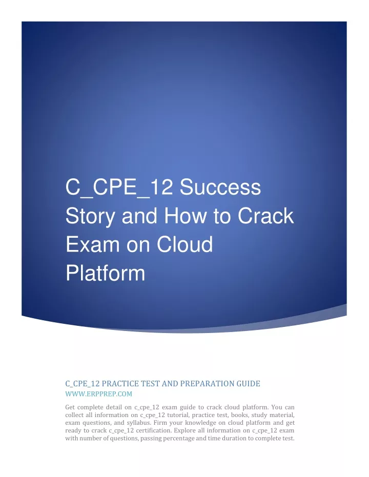 c cpe 12 success story and how to crack exam
